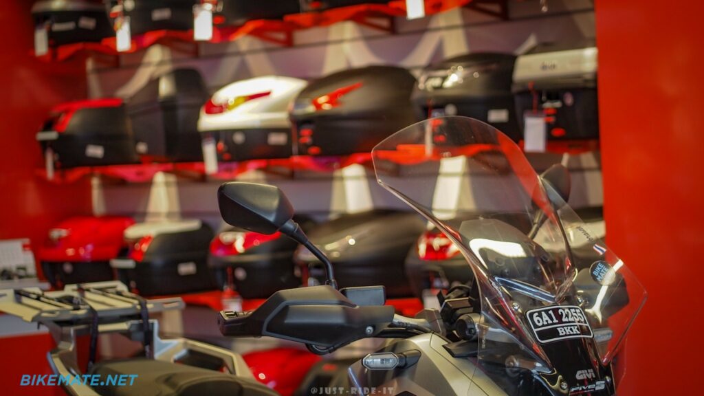 Motorcycle accessories GIVI, rear box, side box, windshield