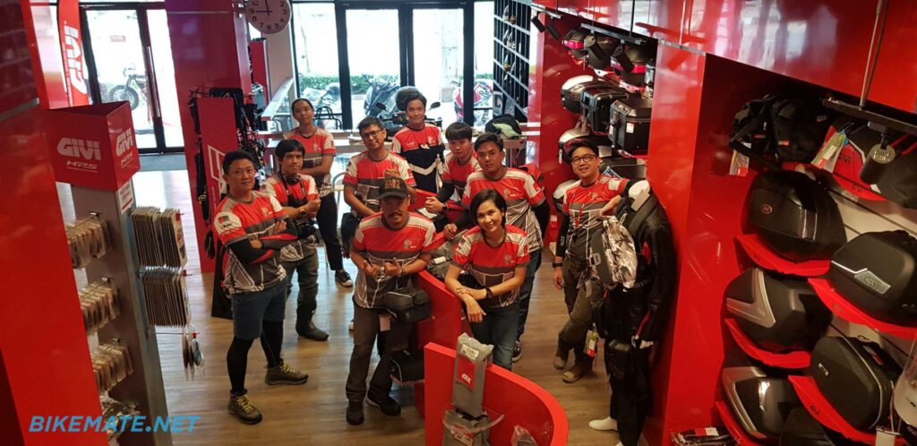 Inside the GIVI Point Bangkok motorcycle accessories shop