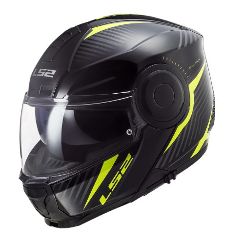 LS2 Helmets - Scope FF902 - Skid Black H-V Yellow - หมวกกันน็อคยกคาง