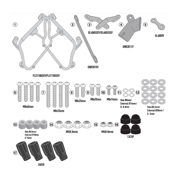 GIVI PLX1186 Side Rack for Honda Forza 750 แร็คข้างตรงรุ่น