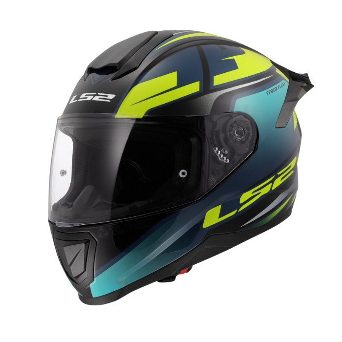 FF802 Flash II Impact Dark Blue Yellow Full Face Helmets หมวกกันน็อคเต็มใบ