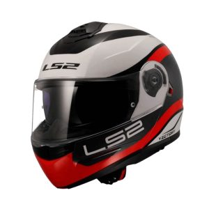 FF908 Strobe II Victory White Grey Red Modular Helmets หมวกกันน็อคยกคาง