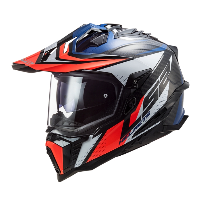LS2 Helmets MX701 Carbon Focus Gloss Blue White Red - หมวกกันน็อคแอดเวนเจอร์