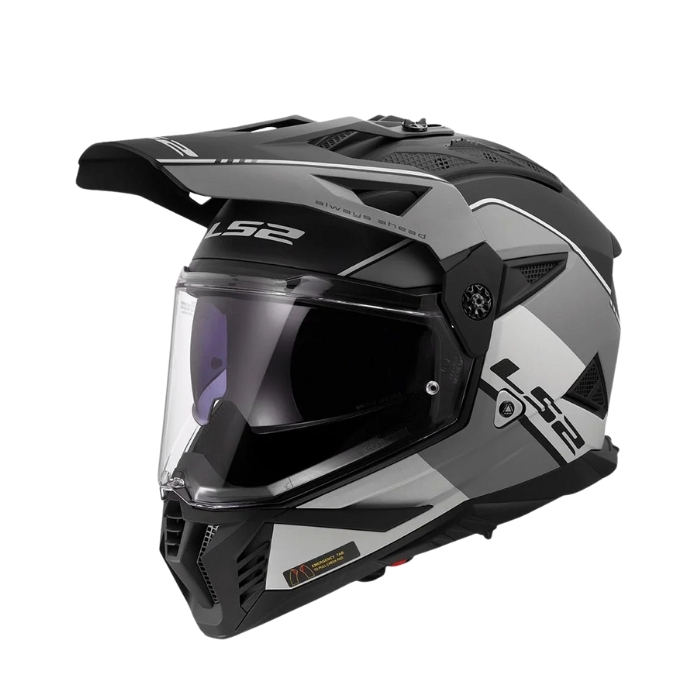 LS2 MX702 Rally Gloss Grey Black หมวกกันน็อคแอดเวนเจอร์